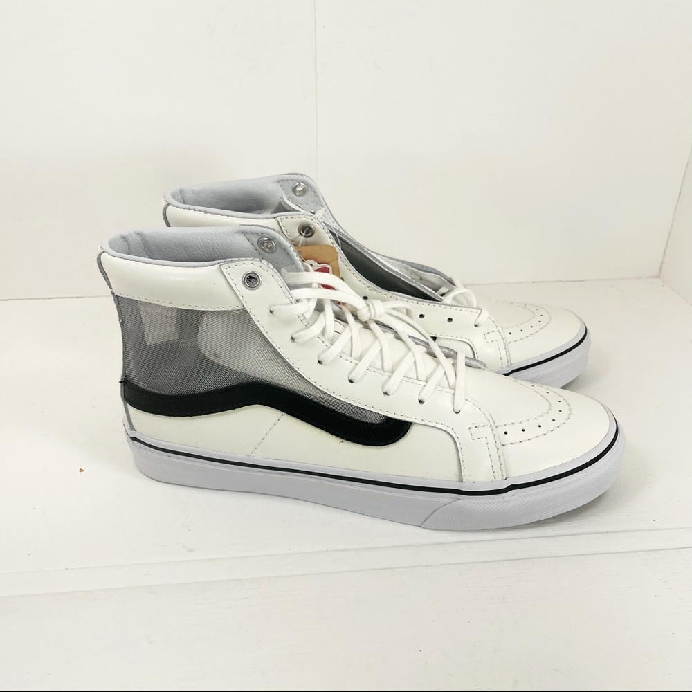 SK8-Hi Slim Cutout Mesh White Leather Shoes
